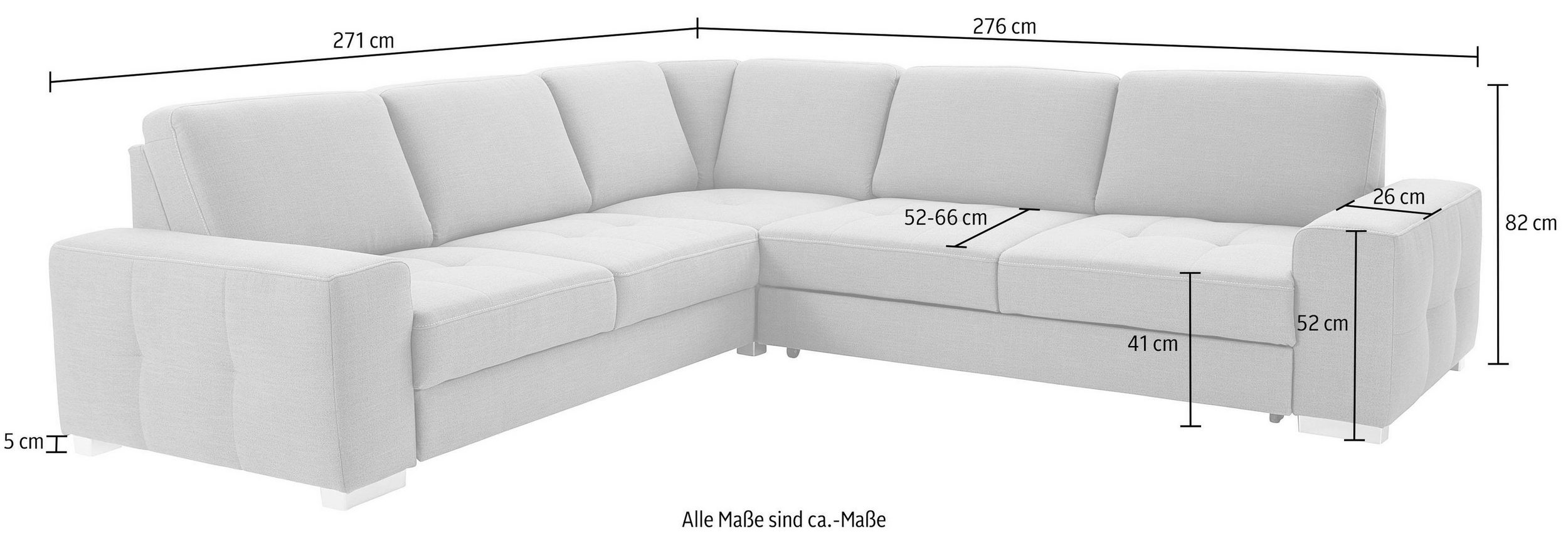 Ecksofa mit Federkern und Sitztiefenverstellung Santorini