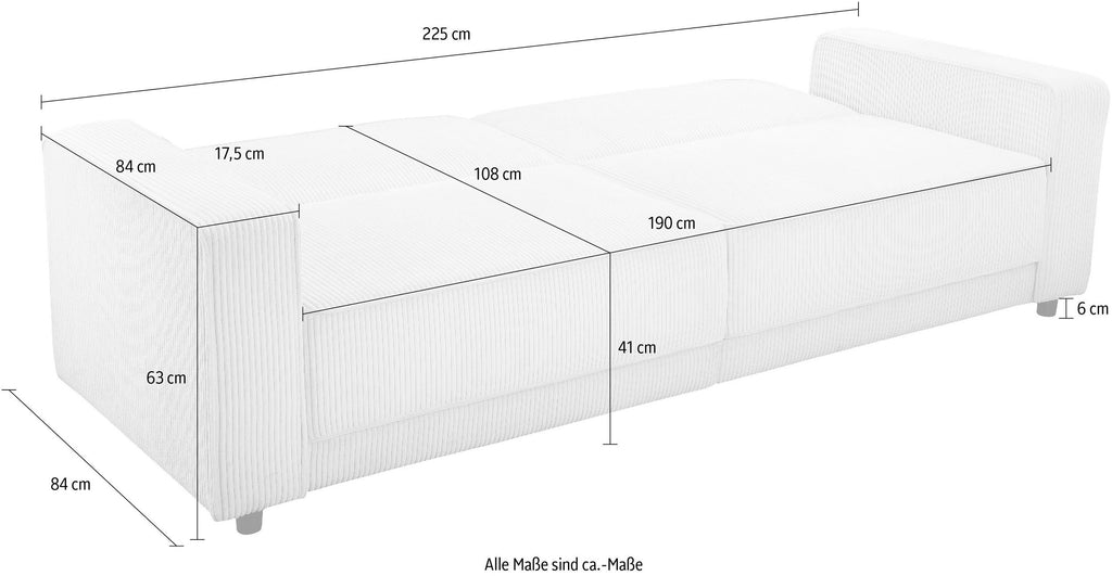 3-Sitzer Schlafsofa Cord