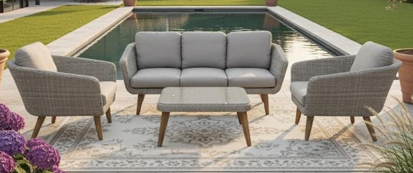 Mire Lounge Set 4tlg. Akazie mit Geflecht