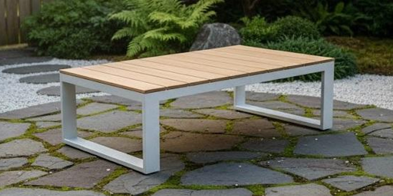 Melton Garten-Loungetisch Akazie hell/ mattweiß