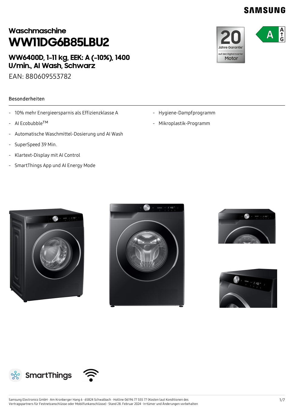 Samsung WW 11 DG 6B85 LBU2 inkl. 5 Jahre Garantie!!