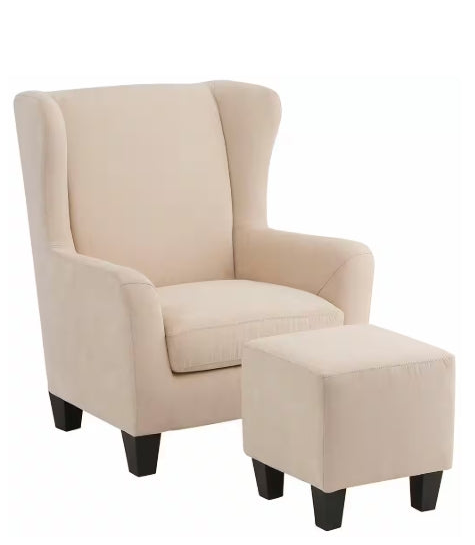 Ohrensessel + Hocker creme