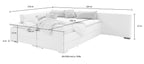 Ecksofa mit Dauer-Schlaffunktion + integrierten Boxspringbett 180x200cm