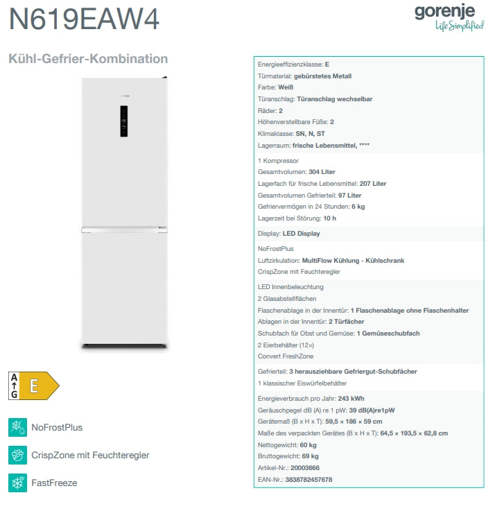 Gorenje N 619 EAW 4 !! inkl. 5 Jahre Garantie!!