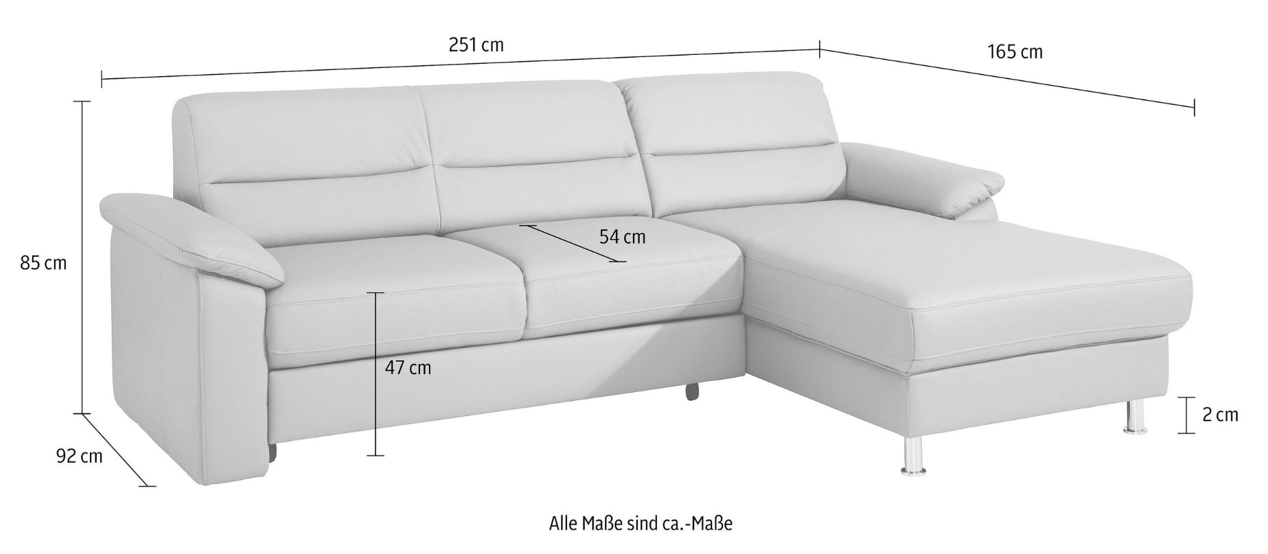 Ecksofa Ascara L-Form in schwarz mit Bettfunktion
