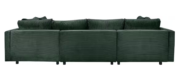 Wohnlandschaft inklusive Hocker in grün cord