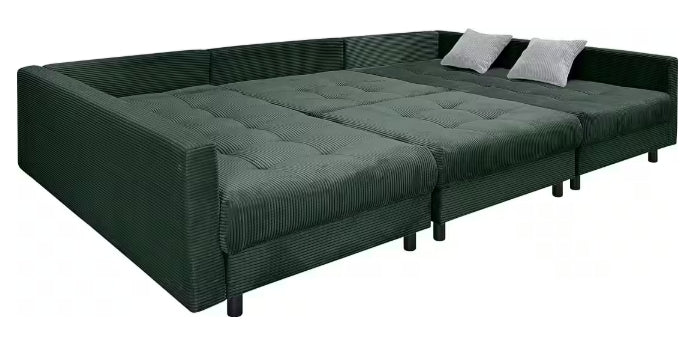 Wohnlandschaft inklusive Hocker in grün cord