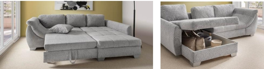 Ecksofa Flora inkl. Liegefunktion und Staukasten