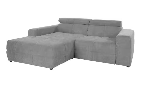 Ecksofa Brandon grau inkl. Kopfteilverstellung