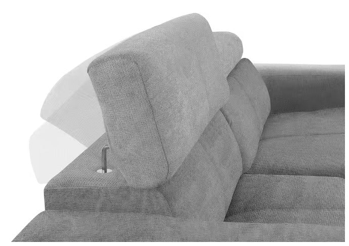 Ecksofa Brandon grau inkl. Kopfteilverstellung