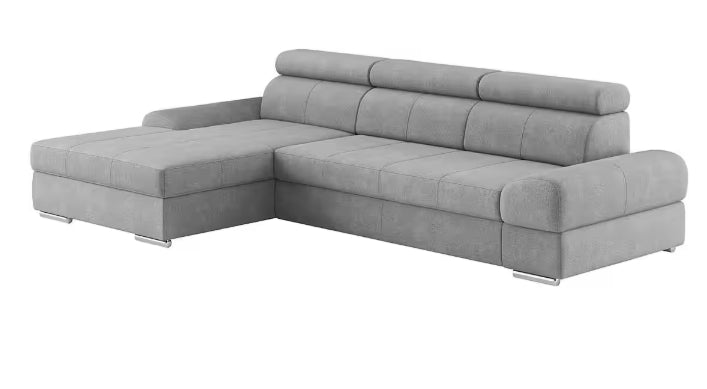 Ecksofa Broadway L-Form gau mit Bettfunktion