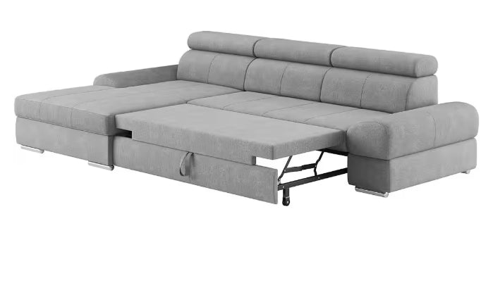 Ecksofa Broadway L-Form gau mit Bettfunktion