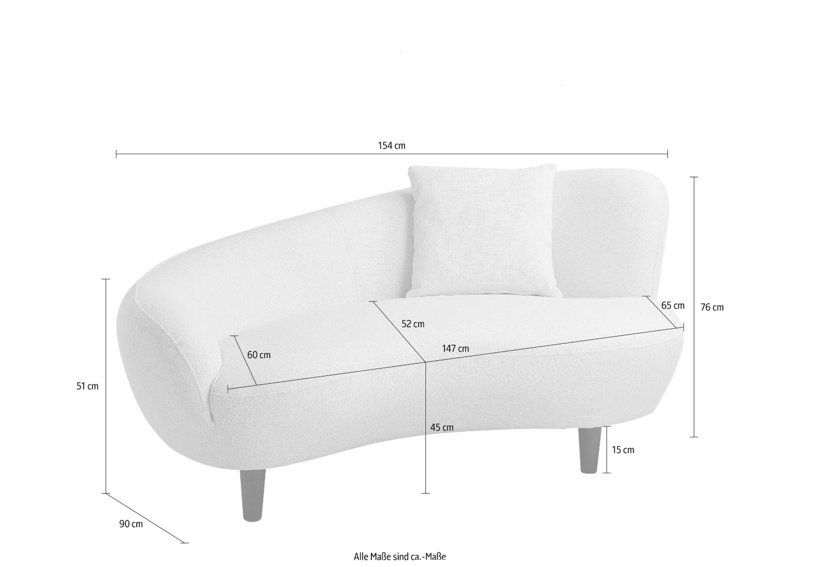Nierensofagarnitur / Chaiselongue 2,5-Sitzer + 2-Sitzer + Loungesessel