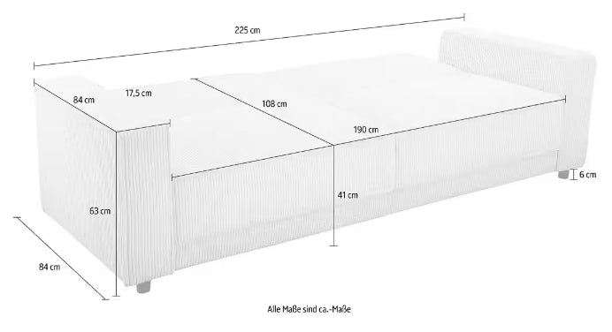 3-Sitzer mit Schlaffunktion