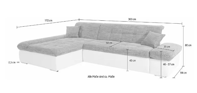 Ecksofa Moric inkl. Hocker mit Stauraumfach