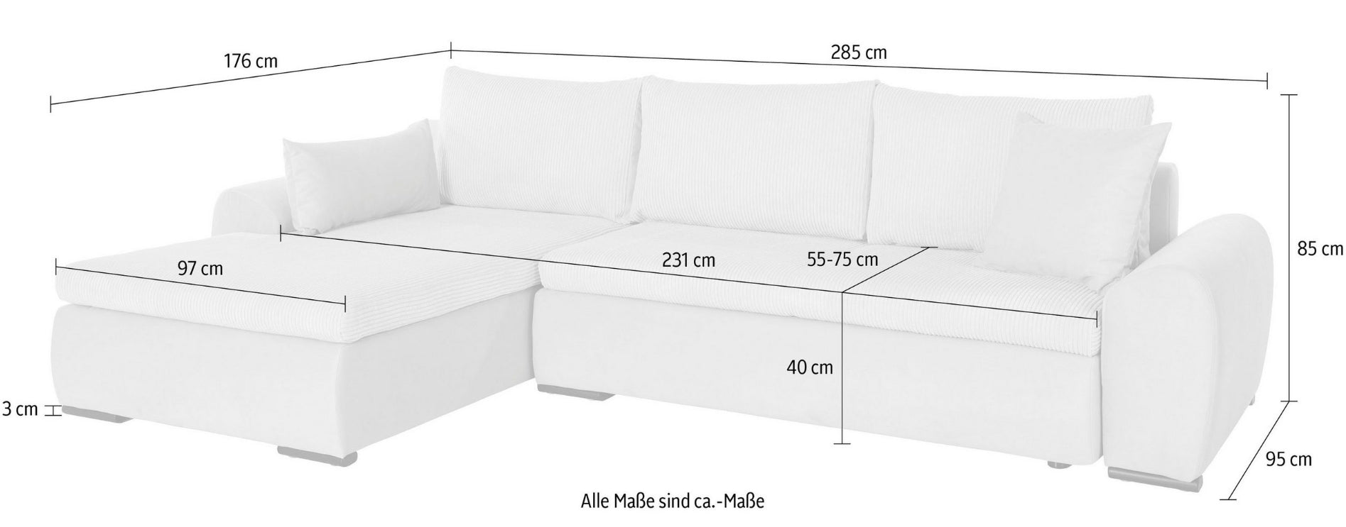 Ecksofa Taupe Cord