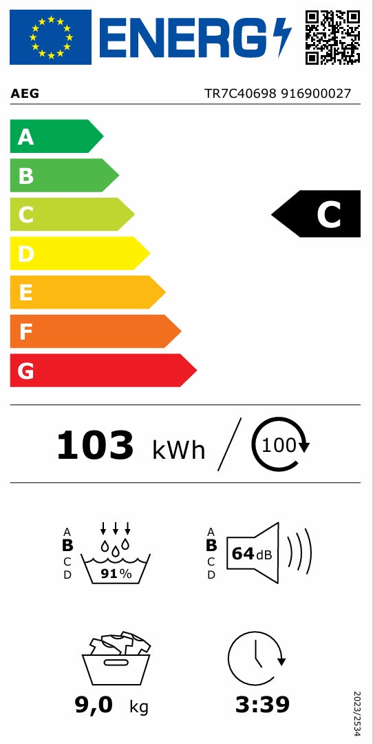 AEG *C* Wärmepumpentrockner 9 kg - TR 7 C 40698