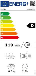 Vestel *D* Wärmepumpentrockner 8 kg - TD 86301 DX