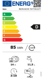 Beko *D* Geschirrspüler 60 cm vollintegriert - BDIN 16 O 30