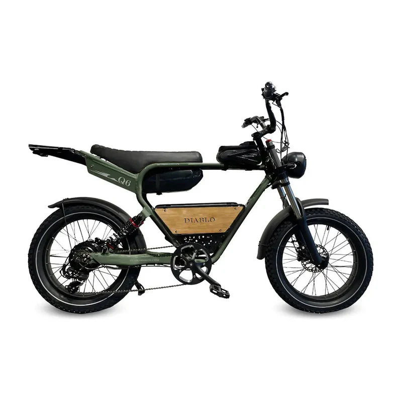 Diablo Q6 Fatbike – 250 W Motor, hoher Einstieg, Vollfederung, hydraulische Scheibenbremsen, bis 120 km Reichweite