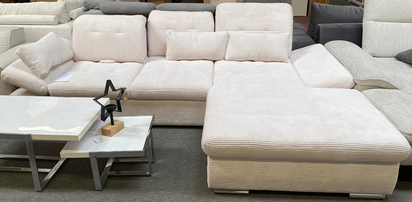 Premium Ecksofa Cord Beige
