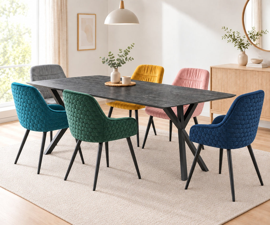 Onlineknaller Set 6 Stühle + Esstisch Echtholz 180cm für zusammen 499€