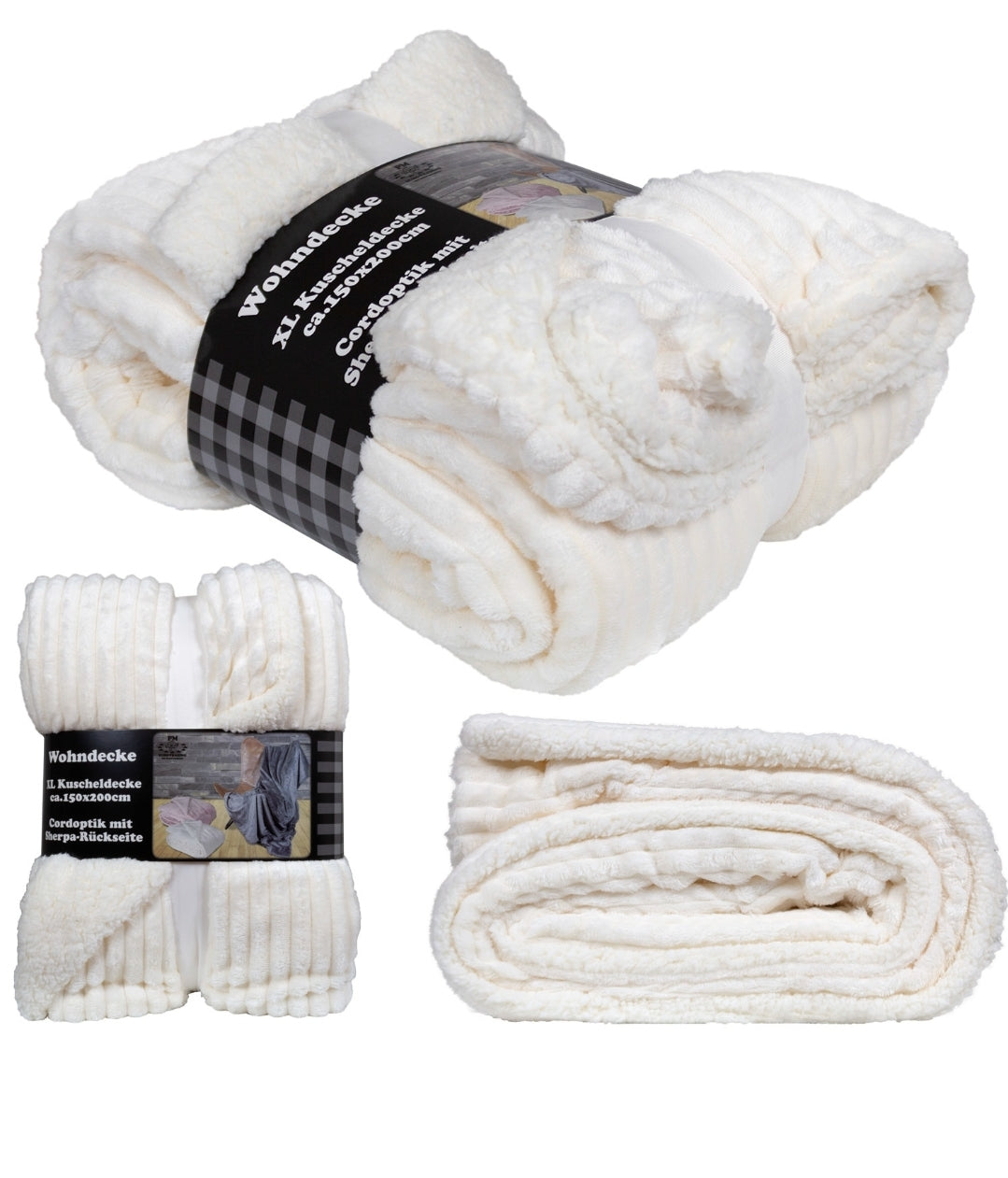 Wohndecke Cordoptik Creme