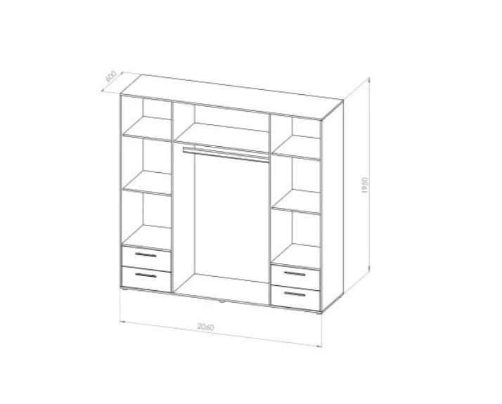 Kleiderschrank in 2 Größen  Eiche/ weiß