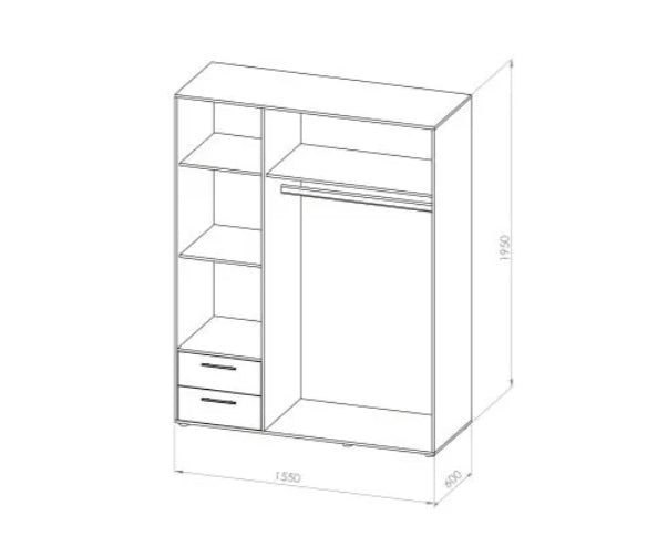 Kleiderschrank 3 türig  Eiche/ weiß