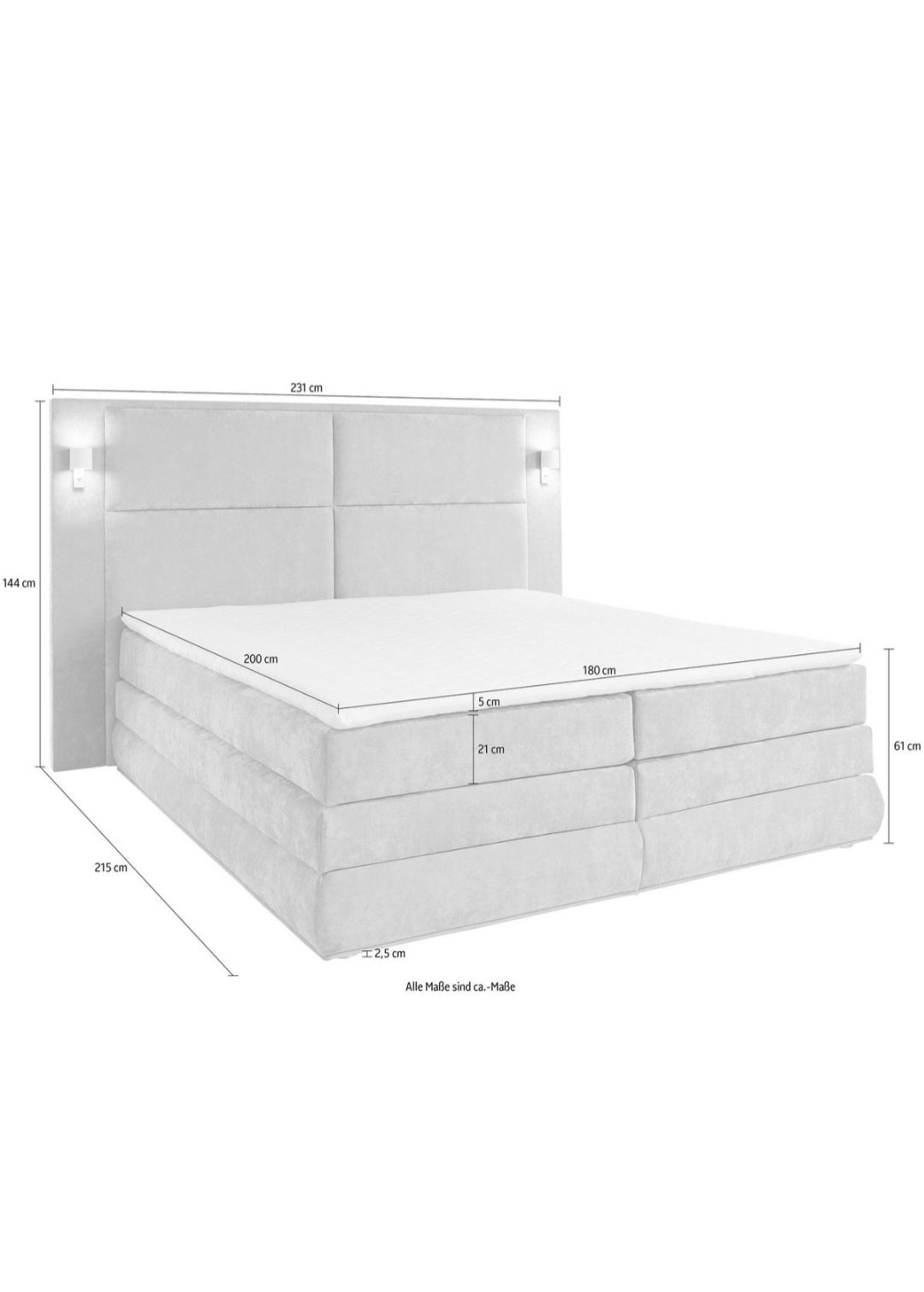 Boxspringbett 180x200 mit Bettkasten