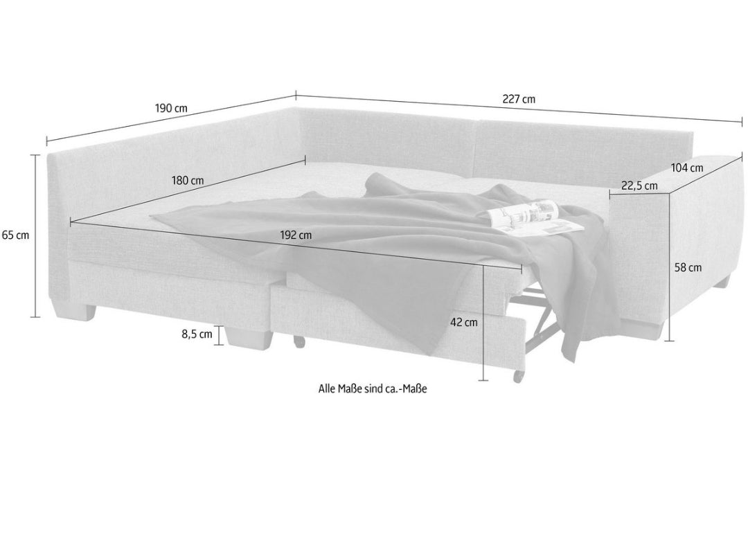 Ecksofa mit Bettfunktion