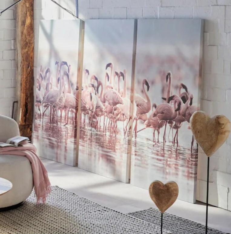 Wandbild Flamingos 3er-Set