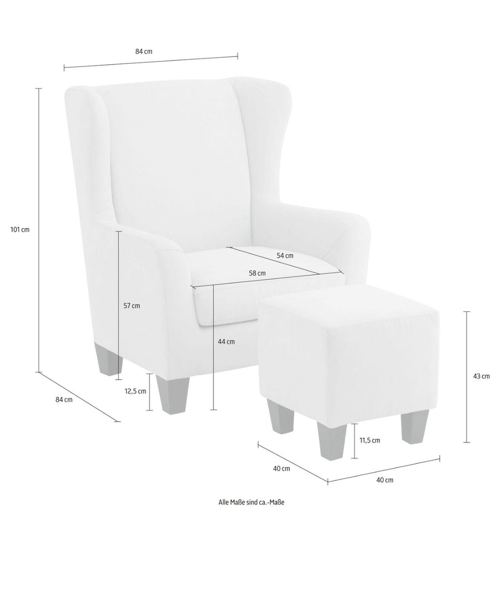 Ohrensessel inklusive Hocker