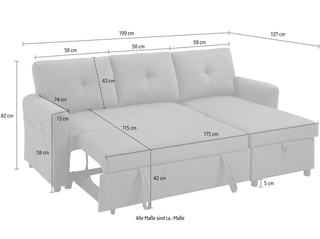 Ecksofa mit Bettfunktion