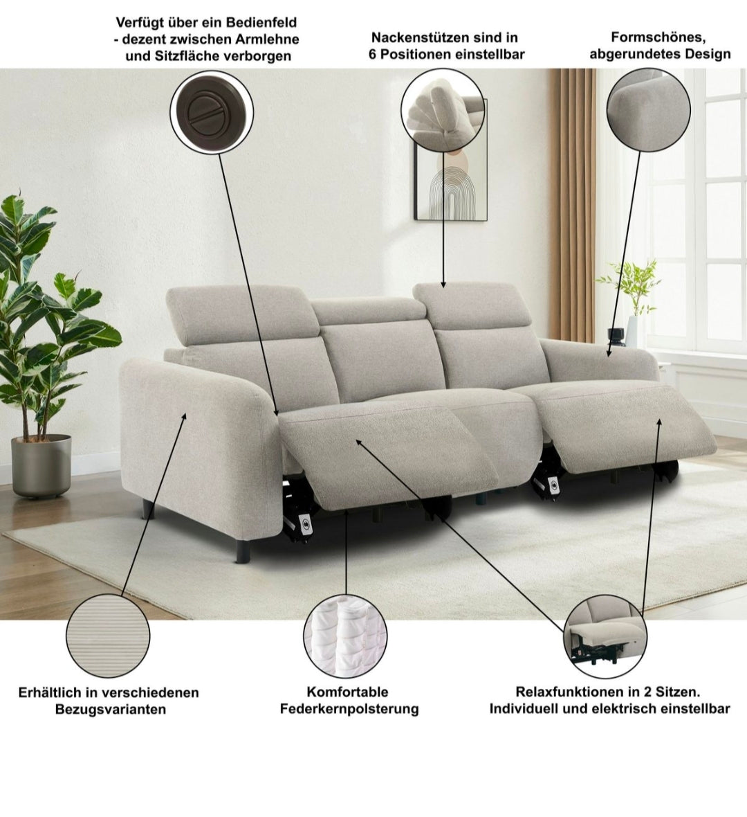 Sofa 3 -Sitzer mit Relaxfunktion