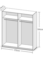 Kleiderschrank mit Schwebetüren 2 -türig