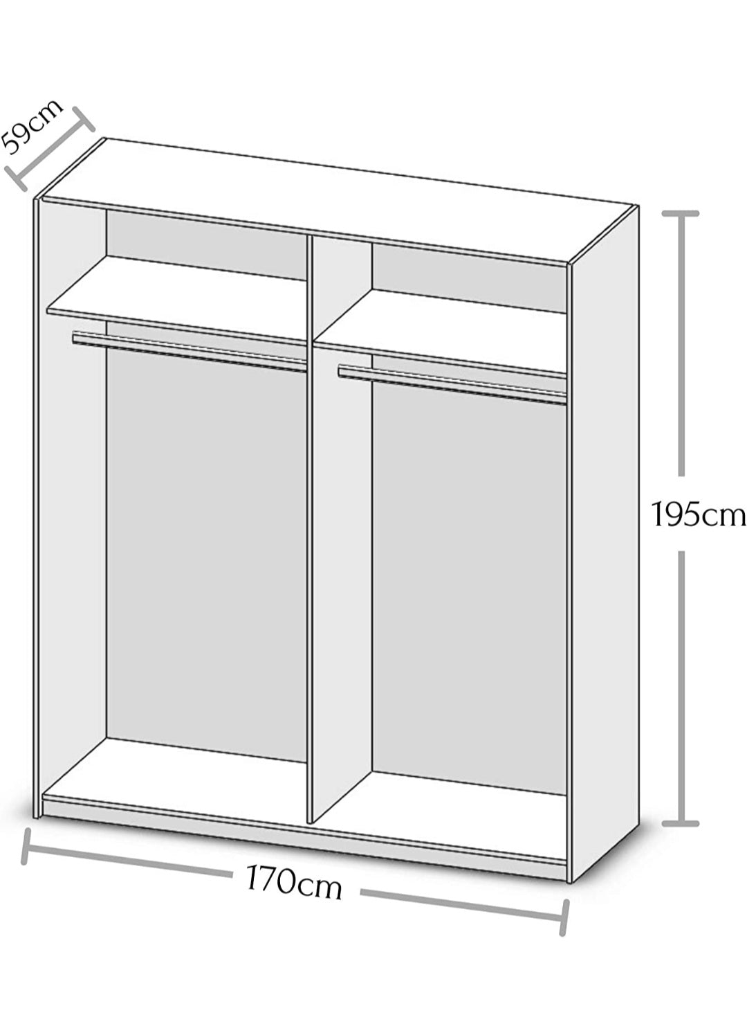 Kleiderschrank mit Schwebetüren 2 -türig
