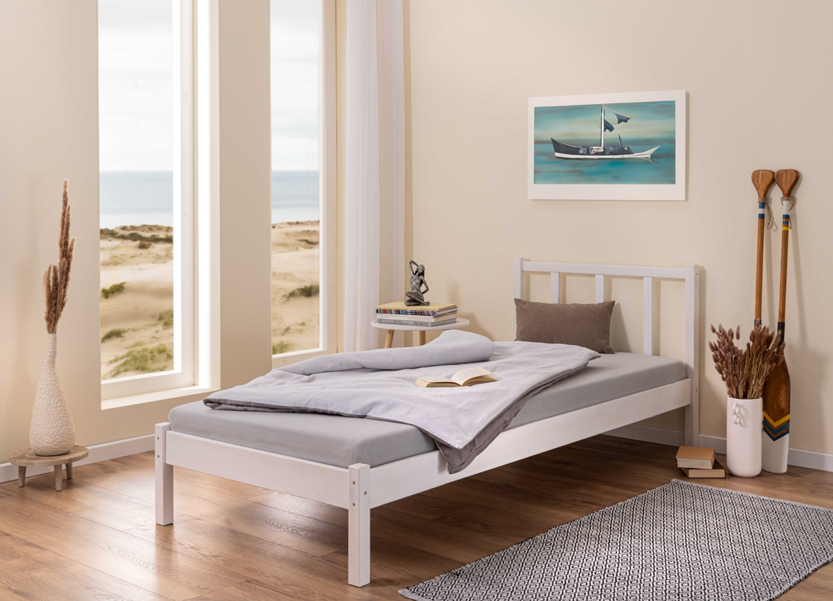 Bett Fredy 90x200 weiss Massivholz