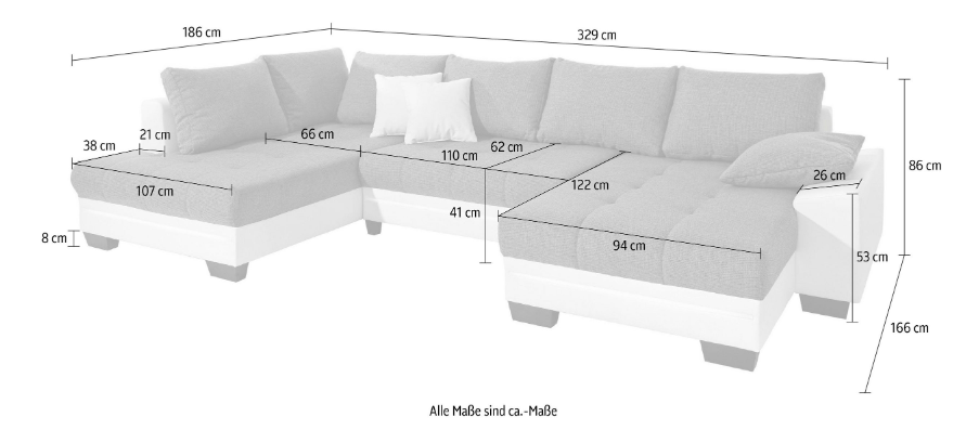 Wohnlandschaft mit Schlaffunktion