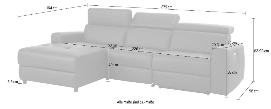 Ecksofa mit elektrischer Relaxfunktion