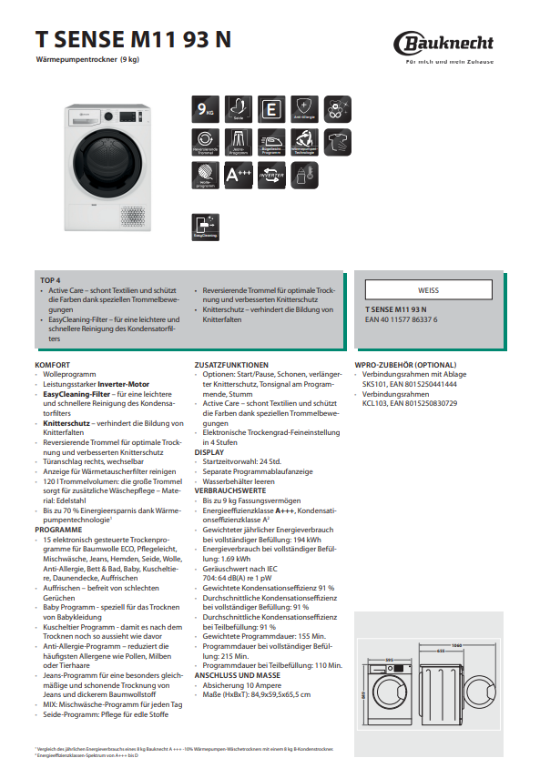 Bauknecht T Sense M 11 93