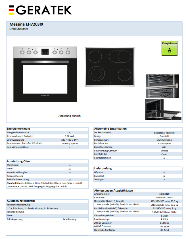 Geratek Messina EH 7203 IX