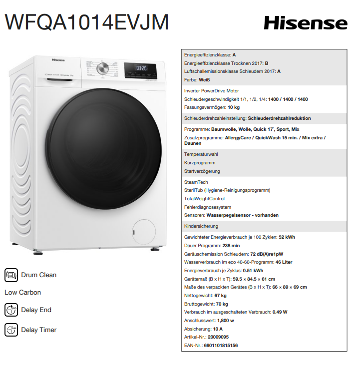 Hisense WFQA1014EVJM !!inkl. 5Jahre Garantie!!