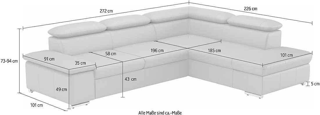 Ecksofa Valantine mit Bettfunktion