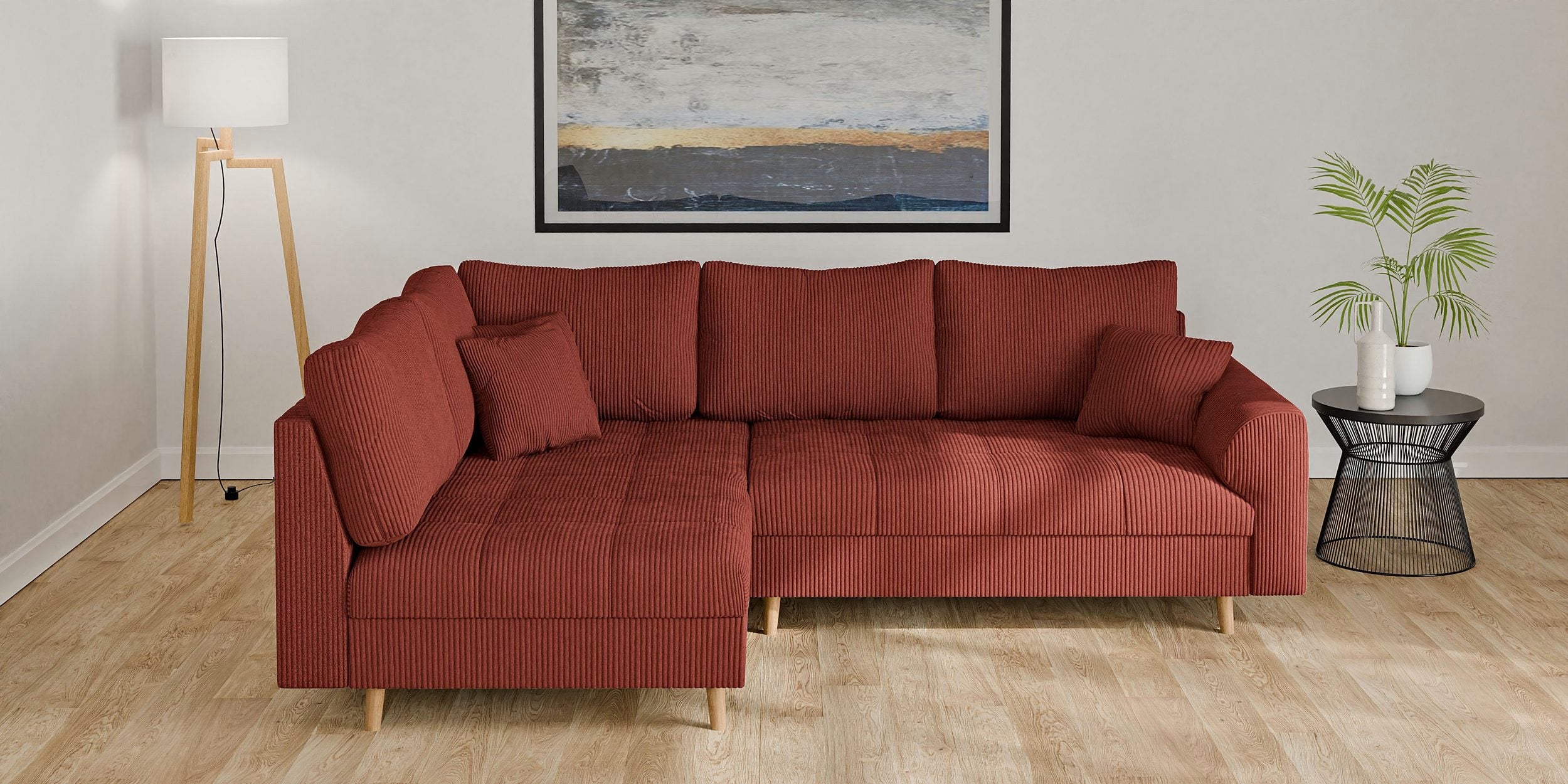 Ecksofa Cord L-Form mit Ottomane