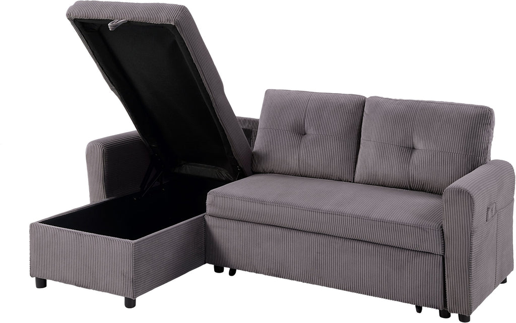 Ecksofa Cord Grau