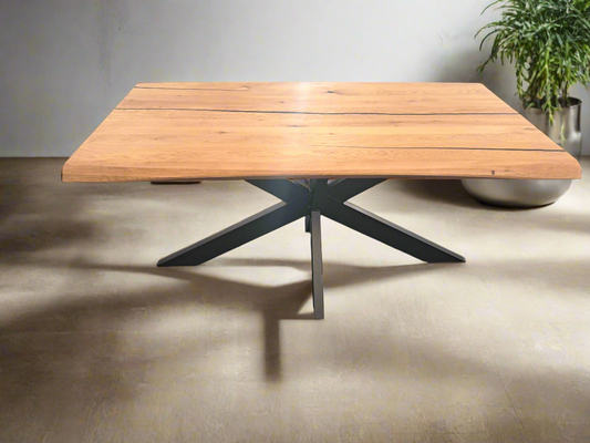 Esstisch 180 x 90 gedrehte Kante und schwarzer Epoxidharzfüllung