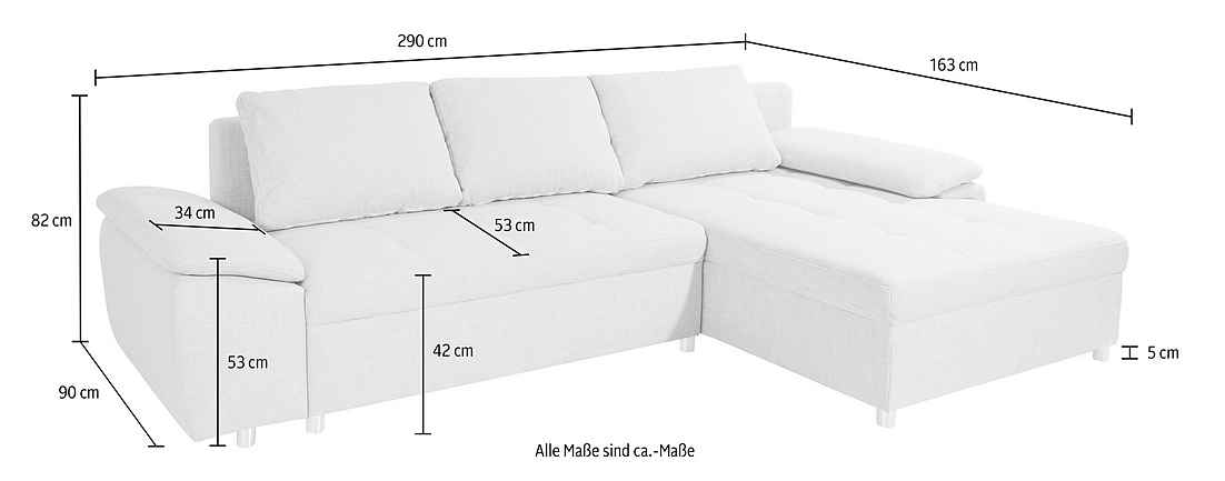 Ecksofa Labene mit Bettfunktion