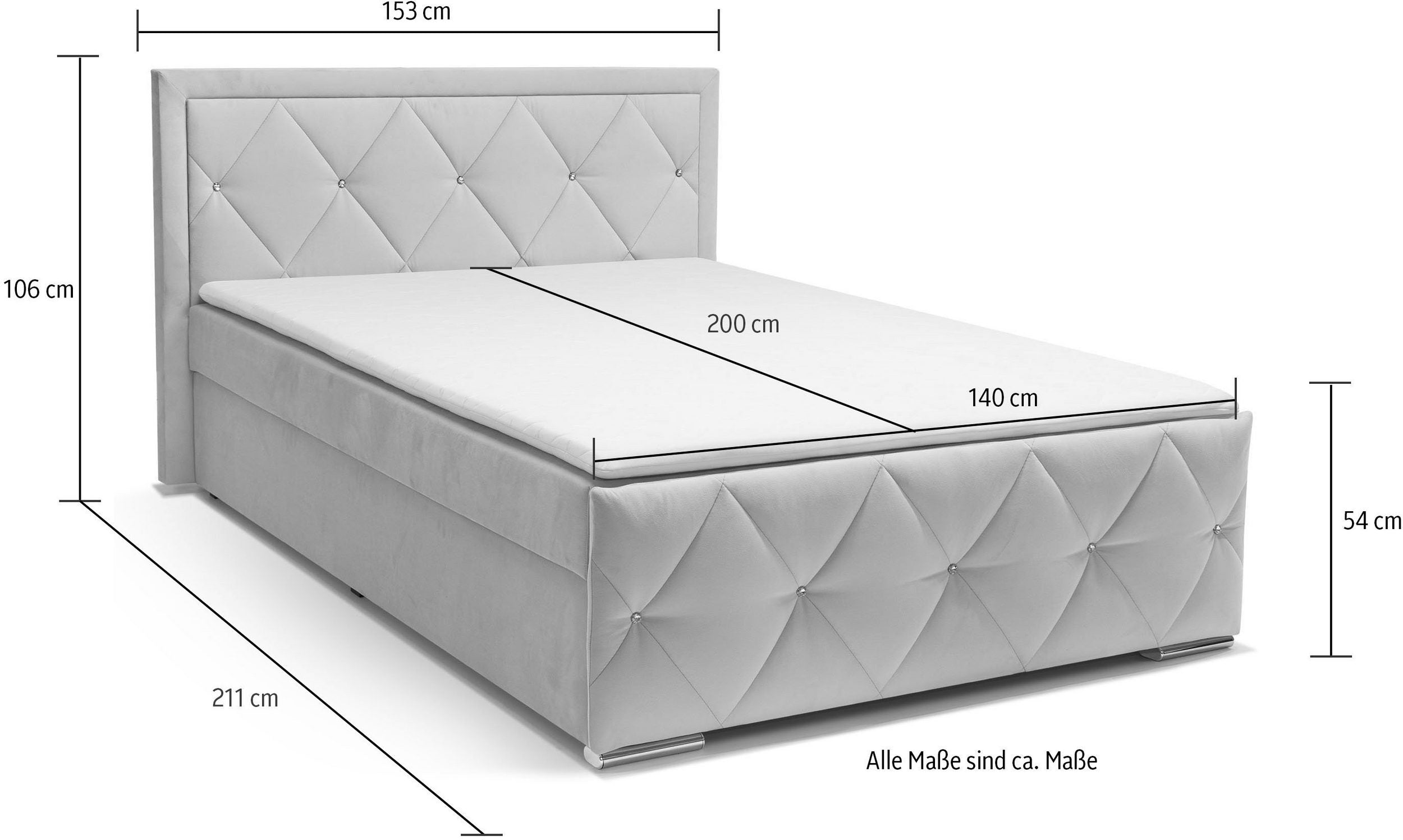 Boxbett Alfie, 140 x 200 cm Inkl. Bettkasten & Topper