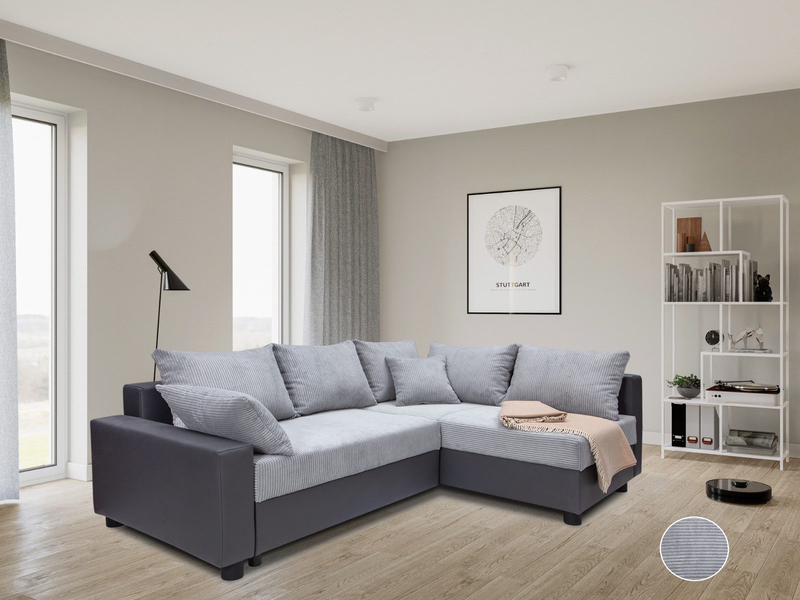 Ecksofa Parma mit Schlaffunktion und Bettkasten